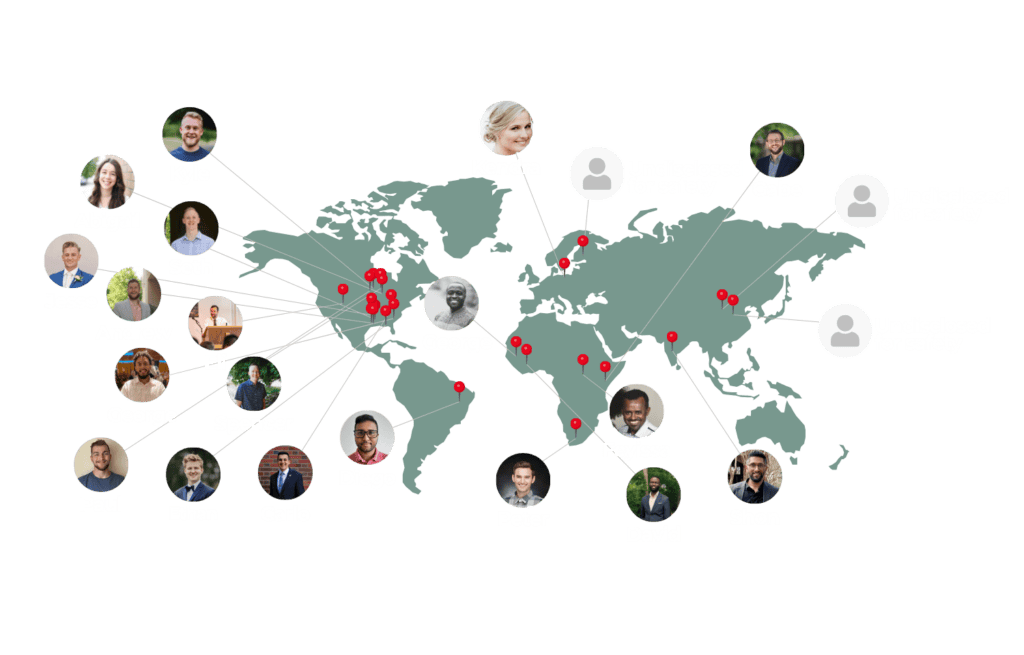 A world map showing the global reach of 222 Foundation.