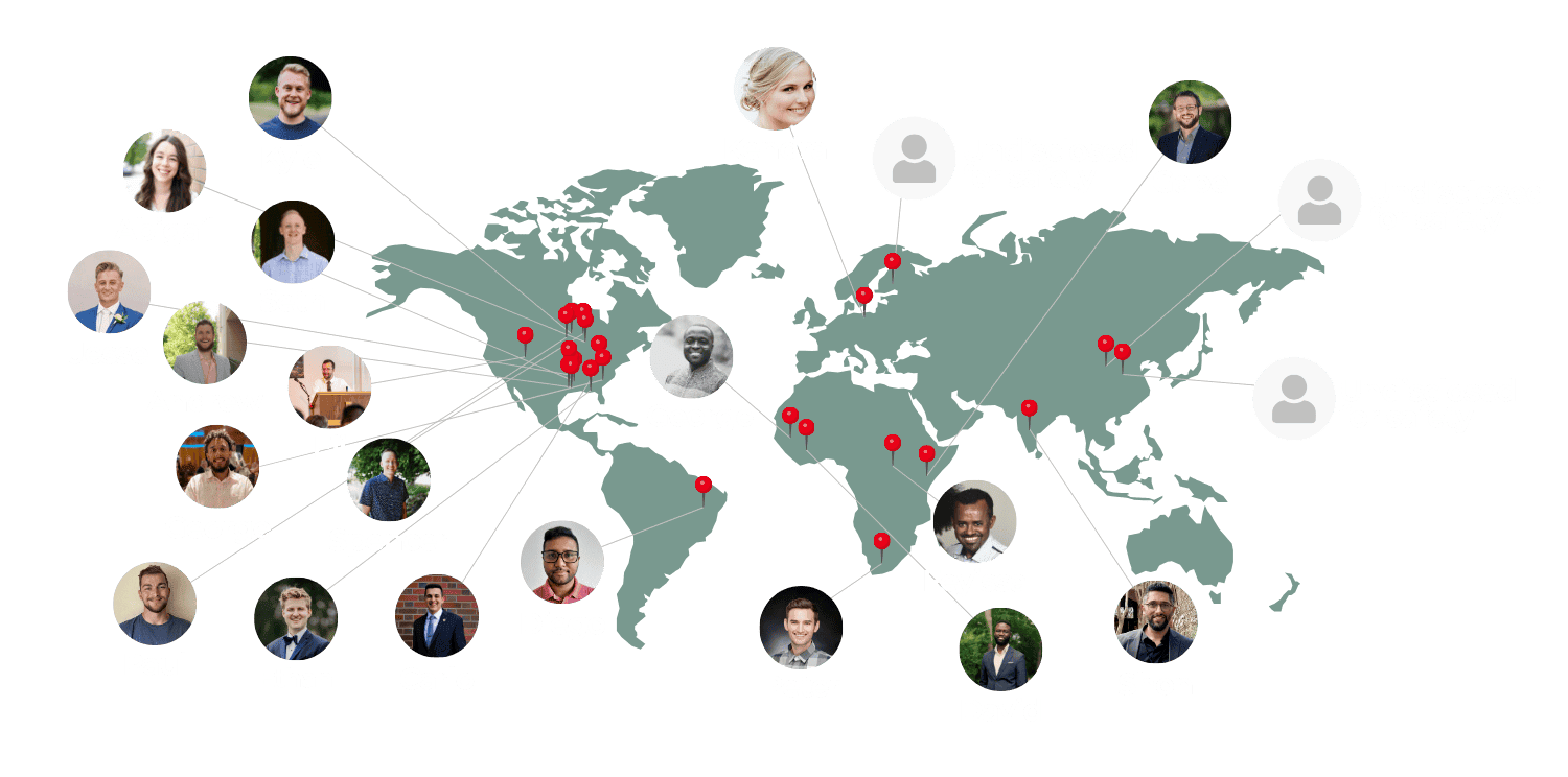 A world map showing the global reach of 222 Foundation.